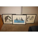 Three Chinese prints depicting birds