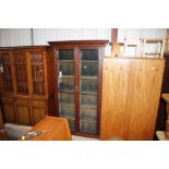 A Victorian mahogany display cabinet with fabric l