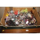 A large box of various costume jewellery beads etc