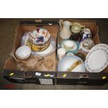 Two boxes of miscellaneous china and glassware