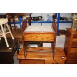 An Edwardian inlaid piano stool