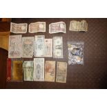 A collection of coinage and bank notes