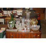 Various glass vases; Dartington type fruit bowl; t