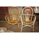 Two bamboo patio armchairs