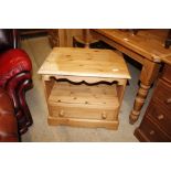 A stripped pine side cabinet fitted single drawer