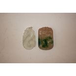 Two jade coloured pendants