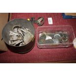 A small collection of metal detector finds and a b