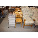 Three modern slat back kitchen chairs