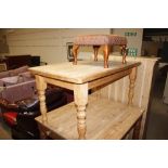 A stripped pine kitchen table - legs reduced