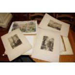 A folder containing various etchings etc.