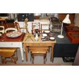 A light oak single drawer side table