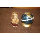 A set of Russian birch bark nesting dolls; and a 1
