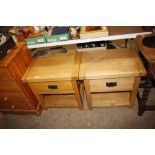 A pair of modern bedside tables fitted single drawer