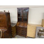A reproduction mahogany bureau bookcase AF