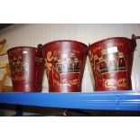 Three graduated Coca Cola decorated buckets (166)