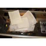 A box of paperwork and correspondence of philateli