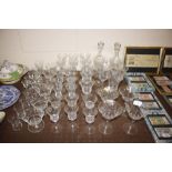A suite of foliate etched glassware including a pa