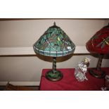 A Tiffany style green dragonfly decorated table la