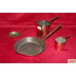 Four pieces of 19th Century kitchen copperware, co