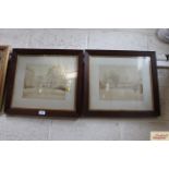 A pair of oak framed vintage photographs of countr