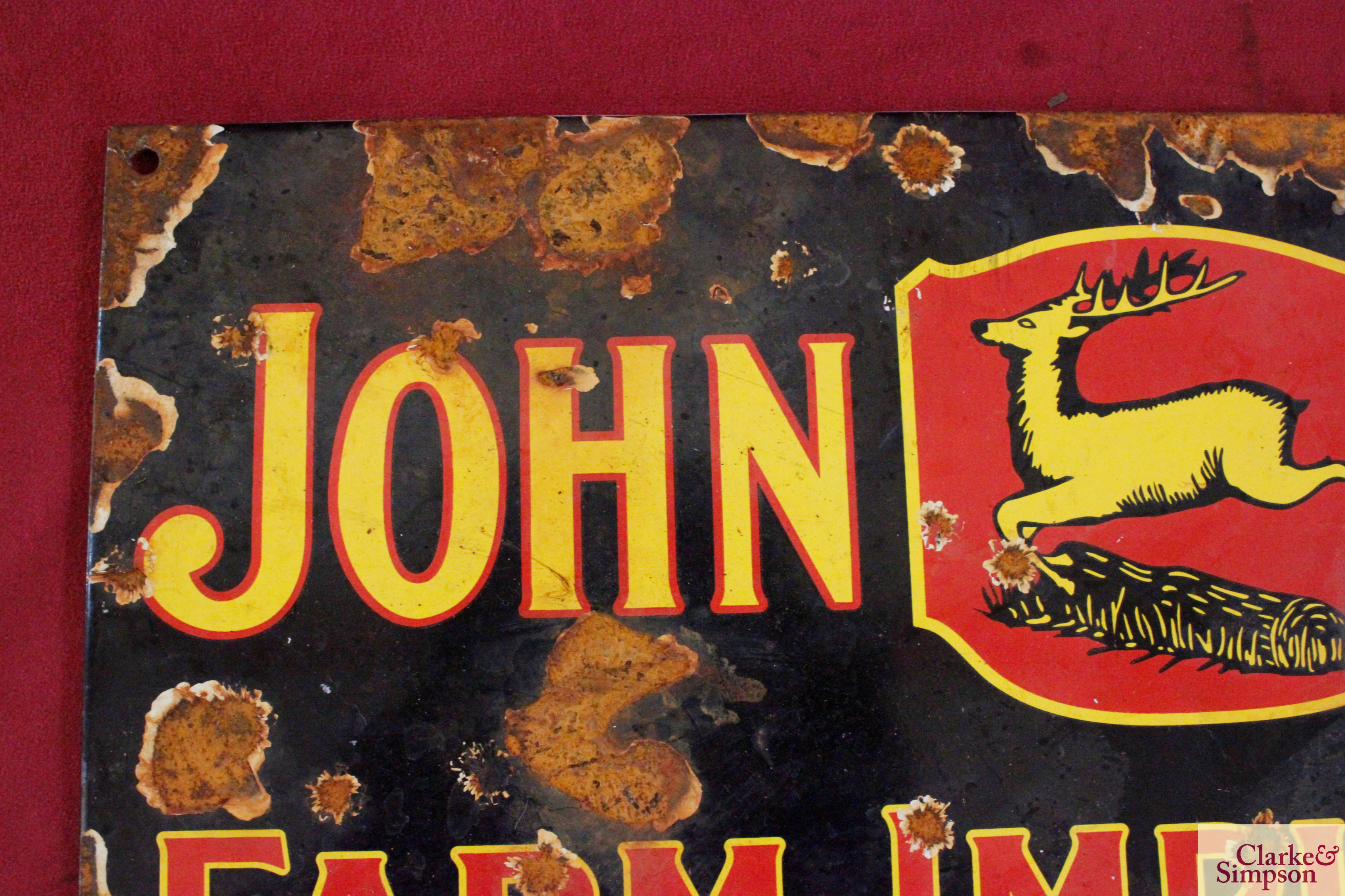 An enamel "John Deere Farm Implements" advertising - Image 3 of 14