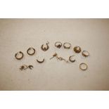 A quantity of 9ct and yellow metal jewellery