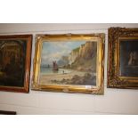 A gilt framed oil on canvas study depicting a seas