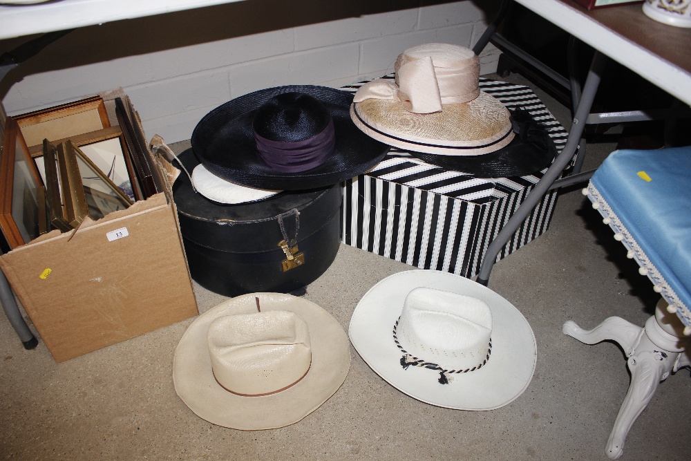 Two hat boxes and contents