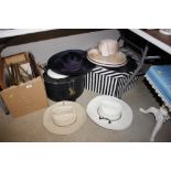 Two hat boxes and contents