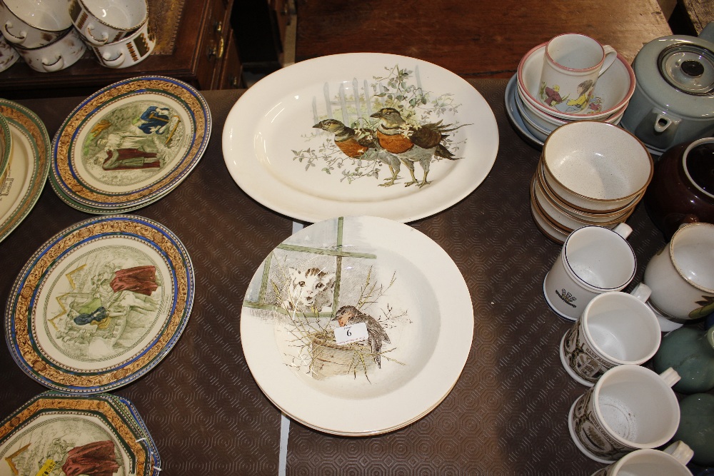 A Doulton "Burslem" meta plate and bowls