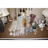 A quantity of good quality table glass; glass vase