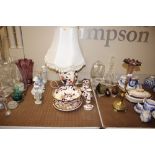 A quantity of Masons Ironstone "Mandalay" patterned bowls, plates and table lamp etc.