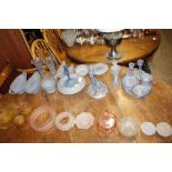 A quantity of Art Deco blue glass glassware to inc