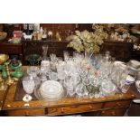 A large quantity of various table glassware includ