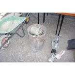 A galvanised dust bin and contents of galvanised w