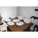 A quantity of various meat plates and wash bowls,
