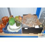 Two boxes of glass and china