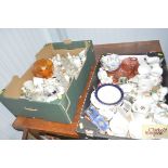 Two boxes of china and glass to include Goss etc.
