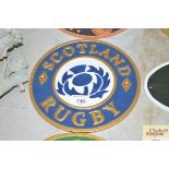 A cast metal Scotland rugby sign