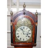 A 19th Century mahogany and ebonised boxwood strung and crossbanded long case clock, the arched hood