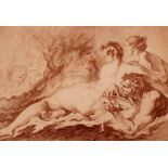 Manner of François Boucher, a late 18th Century chalk drawing of mythological scene with female