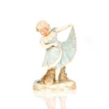 After Heubach, porcelain figure of a dancing girl, 38cm high