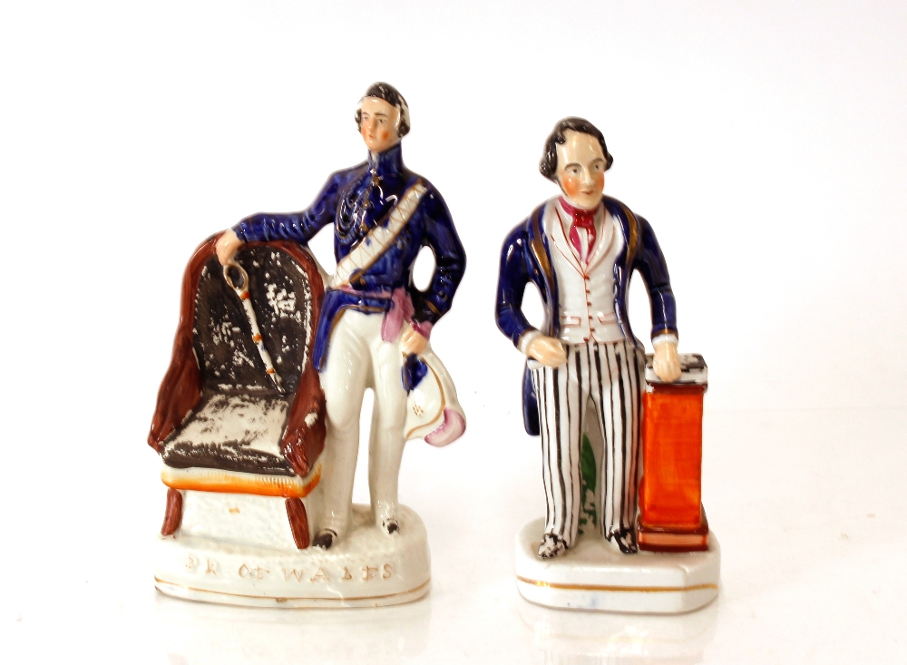 A Victorian Staffordshire figure, "Prince of Wales"; and another of "Spurgeon" (2)
