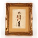 Lucien Besche 1851-1901, "Military Officer" watercolour signed and inscribed, 26cm x 18cm