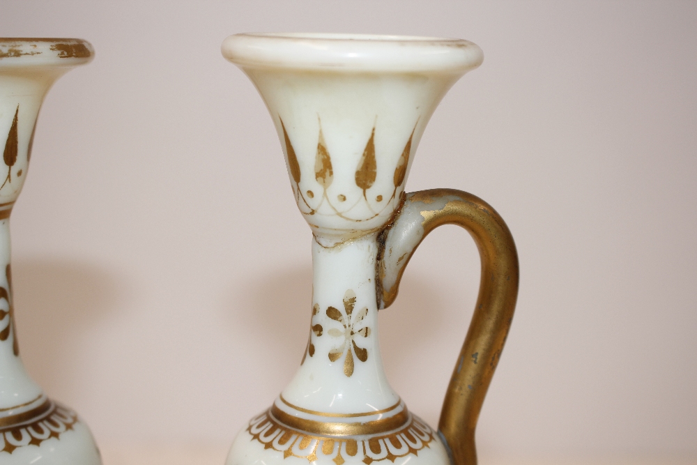 A 19th Century ruby and overlaid glass baluster vase, with profuse floral decoration, 29cm high; a - Image 11 of 12