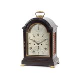 Early 19th Century mahogany and brass mounted bracket clock, by Mann of London silvered dial with