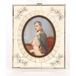 An oval portrait miniature, depicting Napoleon; another of Josephine; and another of a young