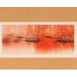 Peter Burman, abstract landscape study, signed watercolour, 12cm x 28cm