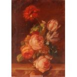 19th Century Dutch school, still life study of summer flowers, oil on panel unframed, 43cm x 30cm