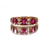 A 9ct gold ruby and diamond set ring